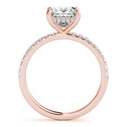 Opulent Single Row Cut Center Princess Diamond Engagement Ring in 10K/14K gold and platinum with certified lab-grown or natural diamonds