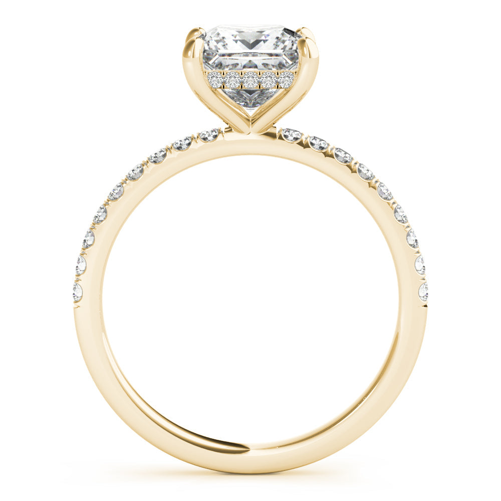 Opulent Single Row Cut Center Princess Diamond Engagement Ring in 10K/14K gold and platinum with certified lab-grown or natural diamonds