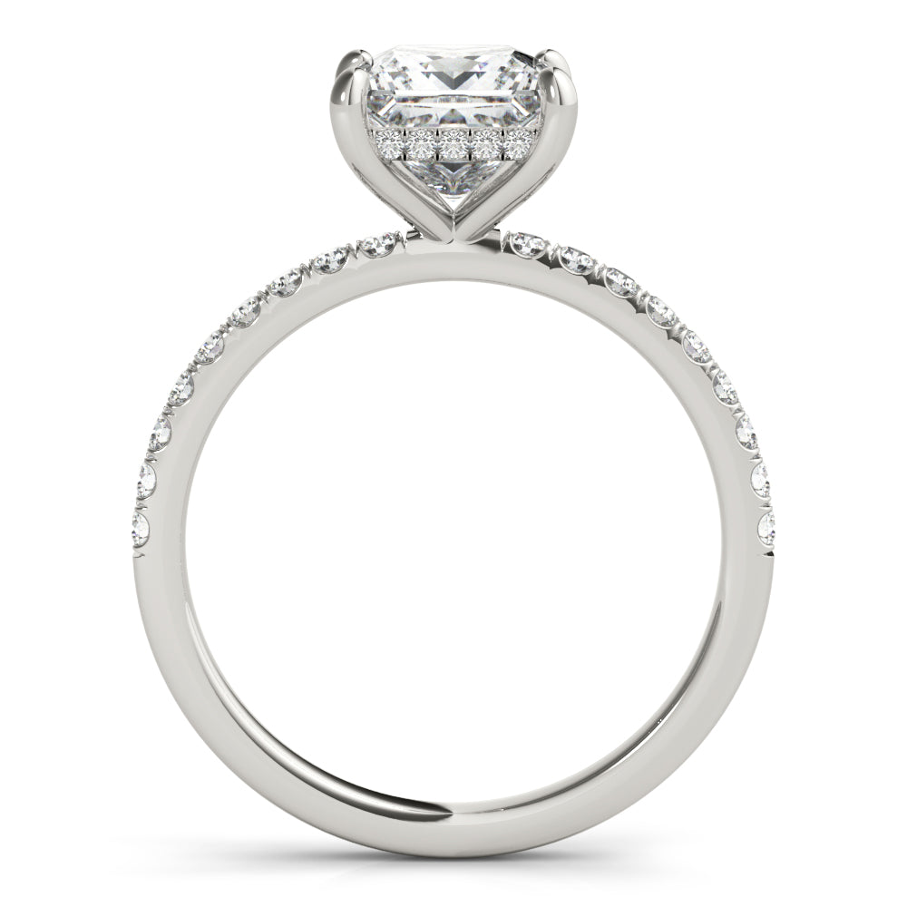 Opulent Single Row Cut Center Princess Diamond Engagement Ring in 10K/14K gold and platinum with certified lab-grown or natural diamonds