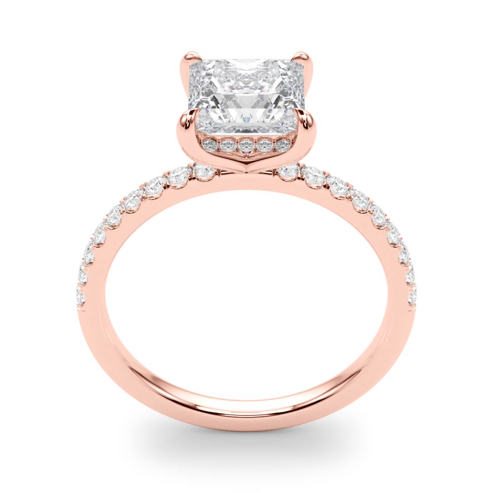 Opulent Single Row Cut Center Princess Diamond Engagement Ring in 10K/14K gold and platinum with certified lab-grown or natural diamonds