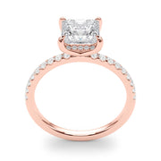 Opulent Single Row Cut Center Princess Diamond Engagement Ring in 10K/14K gold and platinum with certified lab-grown or natural diamonds