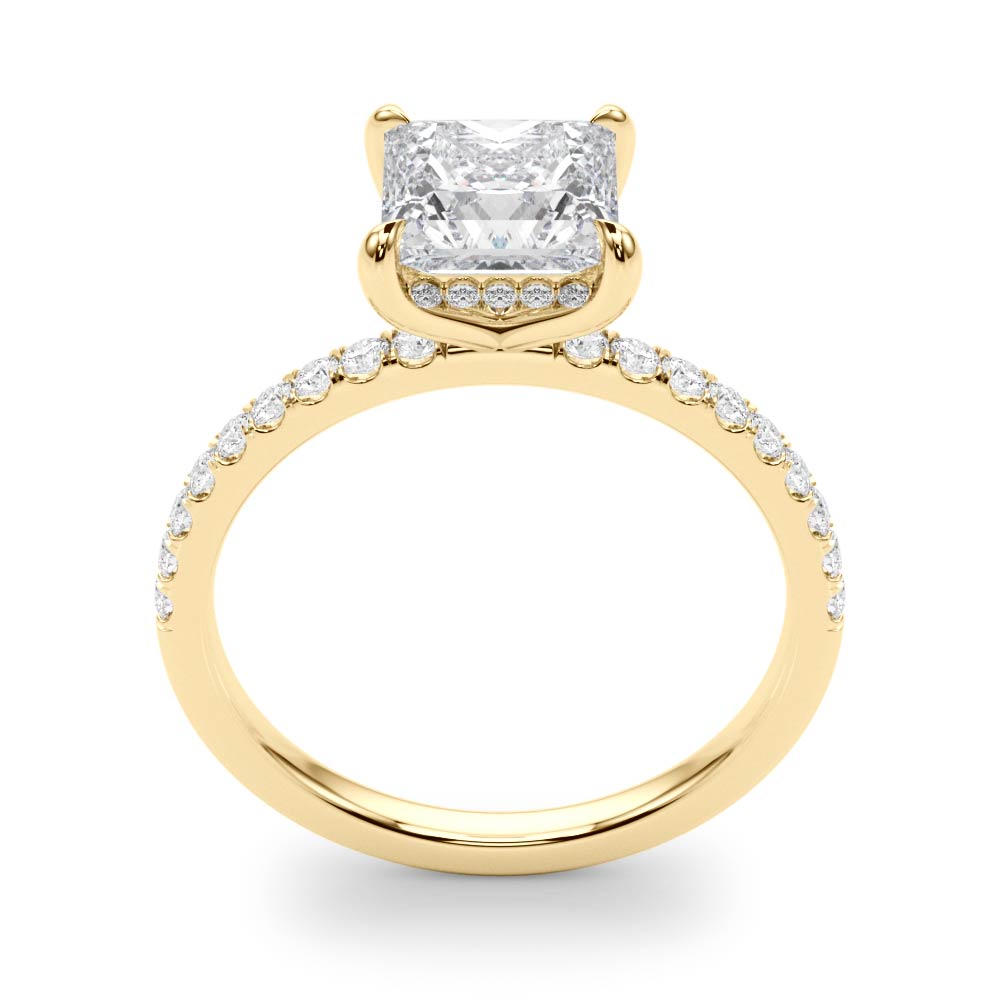 Opulent Single Row Cut Center Princess Diamond Engagement Ring in 10K/14K gold and platinum with certified lab-grown or natural diamonds