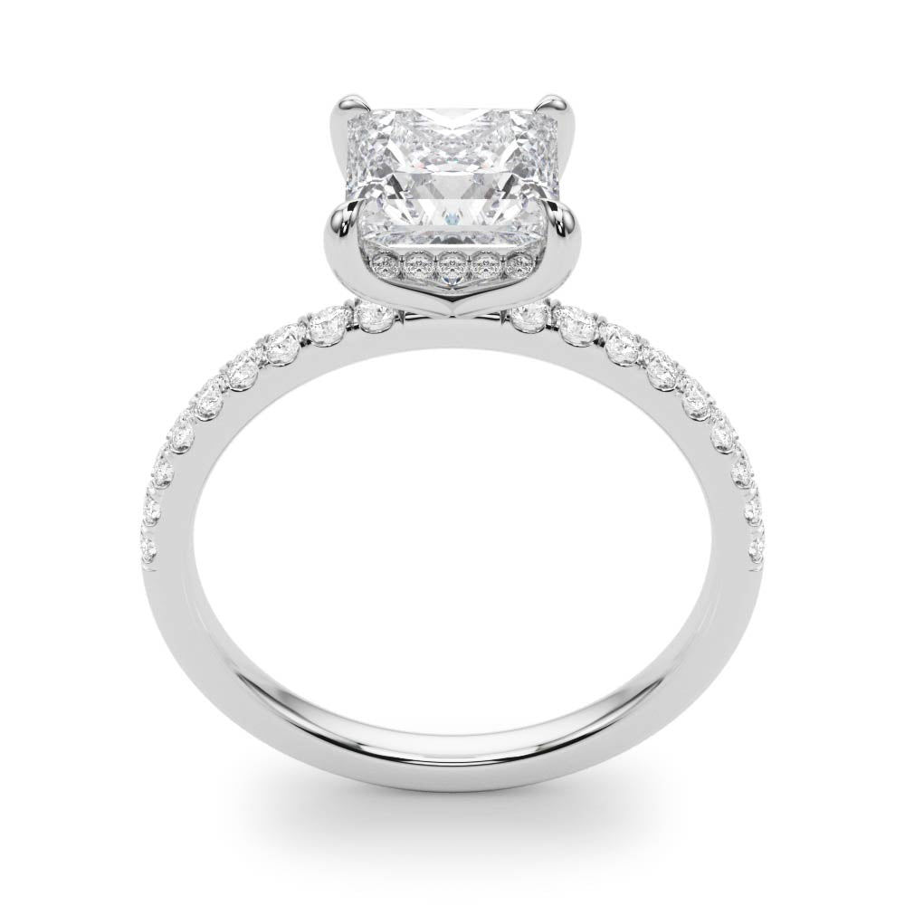 Opulent Single Row Cut Center Princess Diamond Engagement Ring in 10K/14K gold and platinum with certified lab-grown or natural diamonds