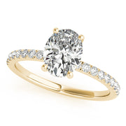 Graceful Single Row Center Oval Diamond Engagement Ring in 10K/14K gold and platinum with certified lab-grown or natural diamonds
