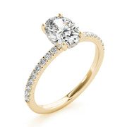 Graceful Single Row Center Oval Diamond Engagement Ring in 10K/14K gold and platinum with certified lab-grown or natural diamonds