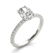 Graceful Single Row Center Oval Diamond Engagement Ring in 10K/14K gold and platinum with certified lab-grown or natural diamonds