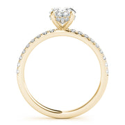 Graceful Single Row Center Oval Diamond Engagement Ring in 10K/14K gold and platinum with certified lab-grown or natural diamonds