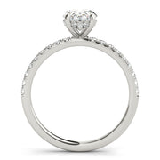 Graceful Single Row Center Oval Diamond Engagement Ring in 10K/14K gold and platinum with certified lab-grown or natural diamonds