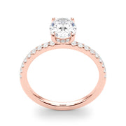 Graceful Single Row Center Oval Diamond Engagement Ring in 10K/14K gold and platinum with certified lab-grown or natural diamonds