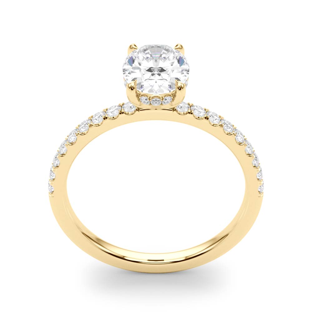 Graceful Single Row Center Oval Diamond Engagement Ring in 10K/14K gold and platinum with certified lab-grown or natural diamonds