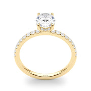 Graceful Single Row Center Oval Diamond Engagement Ring in 10K/14K gold and platinum with certified lab-grown or natural diamonds