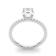 Graceful Single Row Center Oval Diamond Engagement Ring in 10K/14K gold and platinum with certified lab-grown or natural diamonds