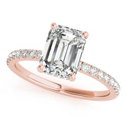 Celestial Single Row Cut Center Emerald Diamond Engagement Ring in 10K/14K gold and platinum with certified lab-grown or natural diamonds