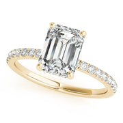 Celestial Single Row Cut Center Emerald Diamond Engagement Ring in 10K/14K gold and platinum with certified lab-grown or natural diamonds