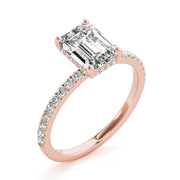 Celestial Single Row Cut Center Emerald Diamond Engagement Ring in 10K/14K gold and platinum with certified lab-grown or natural diamonds