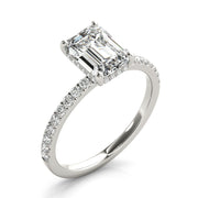 Celestial Single Row Cut Center Emerald Diamond Engagement Ring in 10K/14K gold and platinum with certified lab-grown or natural diamonds