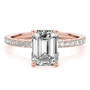 Celestial Single Row Cut Center Emerald Diamond Engagement Ring in 10K/14K gold and platinum with certified lab-grown or natural diamonds