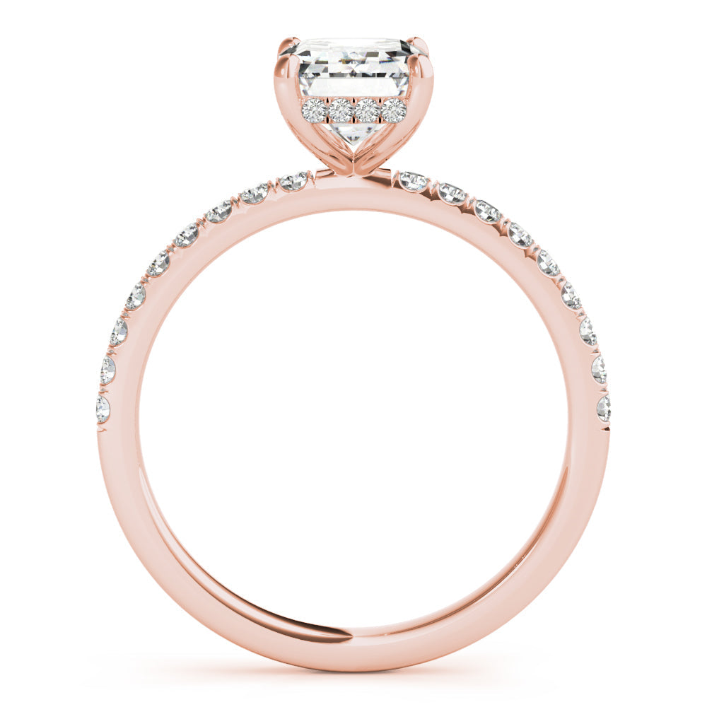 Celestial Single Row Cut Center Emerald Diamond Engagement Ring in 10K/14K gold and platinum with certified lab-grown or natural diamonds