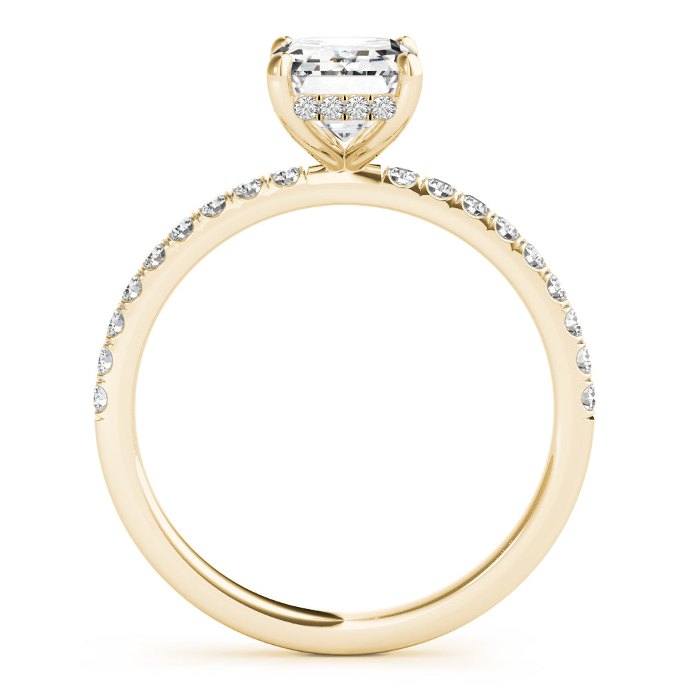 Celestial Single Row Cut Center Emerald Diamond Engagement Ring in 10K/14K gold and platinum with certified lab-grown or natural diamonds
