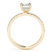 Celestial Single Row Cut Center Emerald Diamond Engagement Ring in 10K/14K gold and platinum with certified lab-grown or natural diamonds