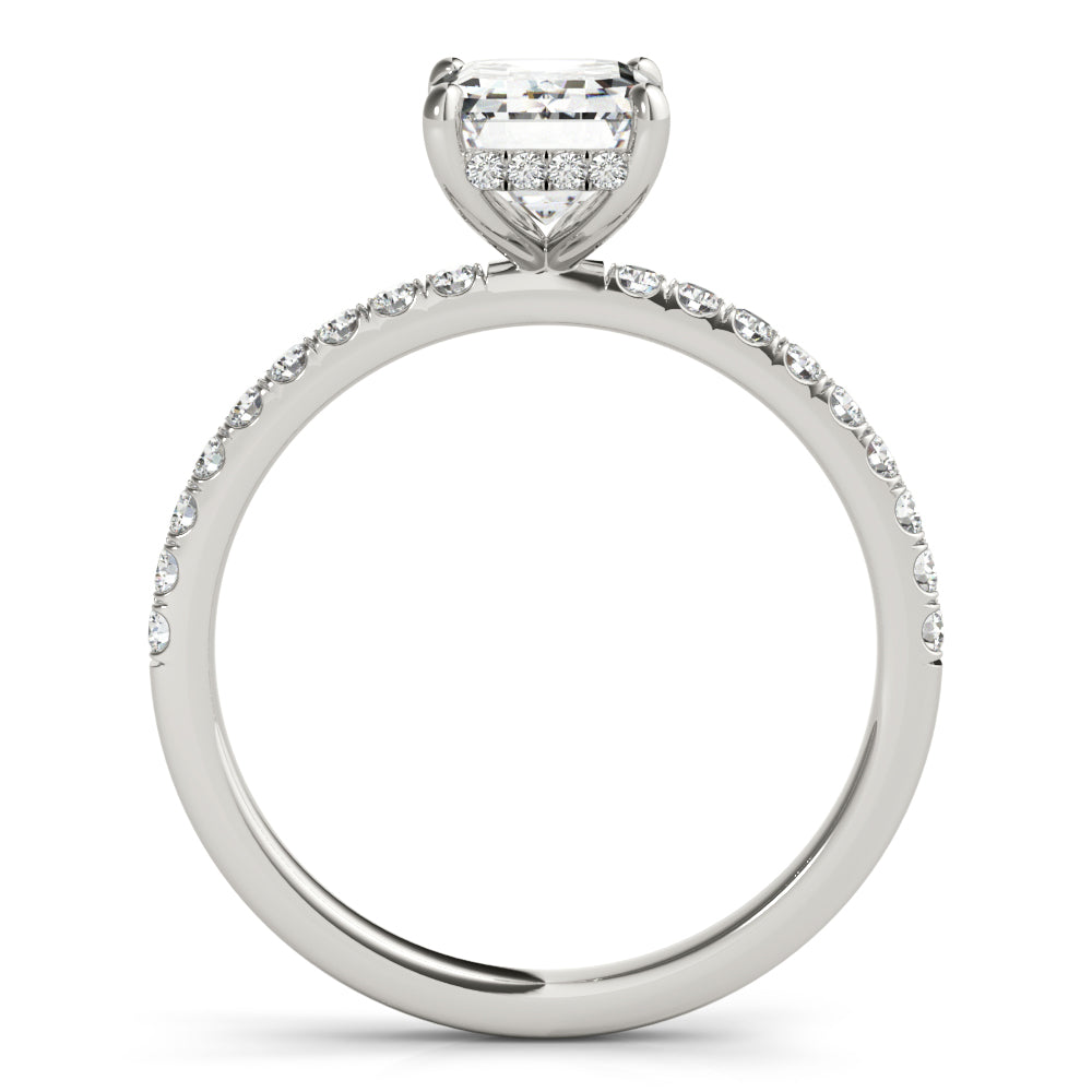Celestial Single Row Cut Center Emerald Diamond Engagement Ring in 10K/14K gold and platinum with certified lab-grown or natural diamonds