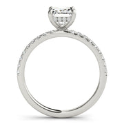 Celestial Single Row Cut Center Emerald Diamond Engagement Ring in 10K/14K gold and platinum with certified lab-grown or natural diamonds
