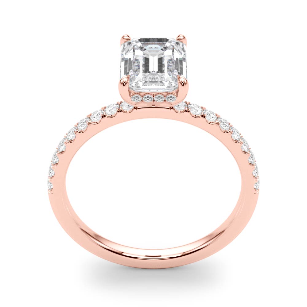 Celestial Single Row Cut Center Emerald Diamond Engagement Ring in 10K/14K gold and platinum with certified lab-grown or natural diamonds