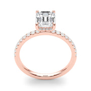 Celestial Single Row Cut Center Emerald Diamond Engagement Ring in 10K/14K gold and platinum with certified lab-grown or natural diamonds