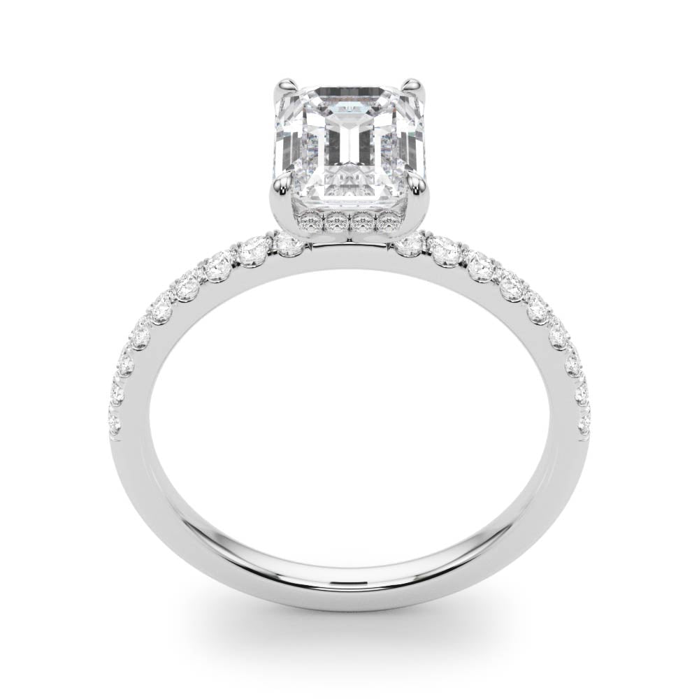 Celestial Single Row Cut Center Emerald Diamond Engagement Ring in 10K/14K gold and platinum with certified lab-grown or natural diamonds