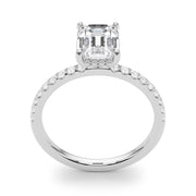 Celestial Single Row Cut Center Emerald Diamond Engagement Ring in 10K/14K gold and platinum with certified lab-grown or natural diamonds