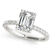 Celestial Single Row Cut Center Emerald Diamond Engagement Ring in 10K/14K gold and platinum with certified lab-grown or natural diamonds