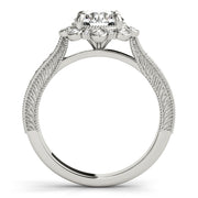 Crowned Halo Round Diamond Engagement Ring in 10K/14K gold and platinum with certified lab-grown or natural diamonds