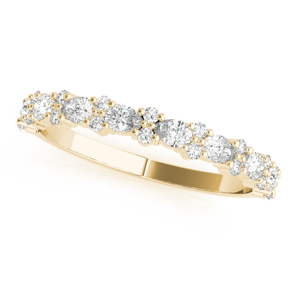 Alternating Pear & Cluster Round Half Eternity Ring in 10K/14K gold and platinum with certified lab-grown or natural diamonds