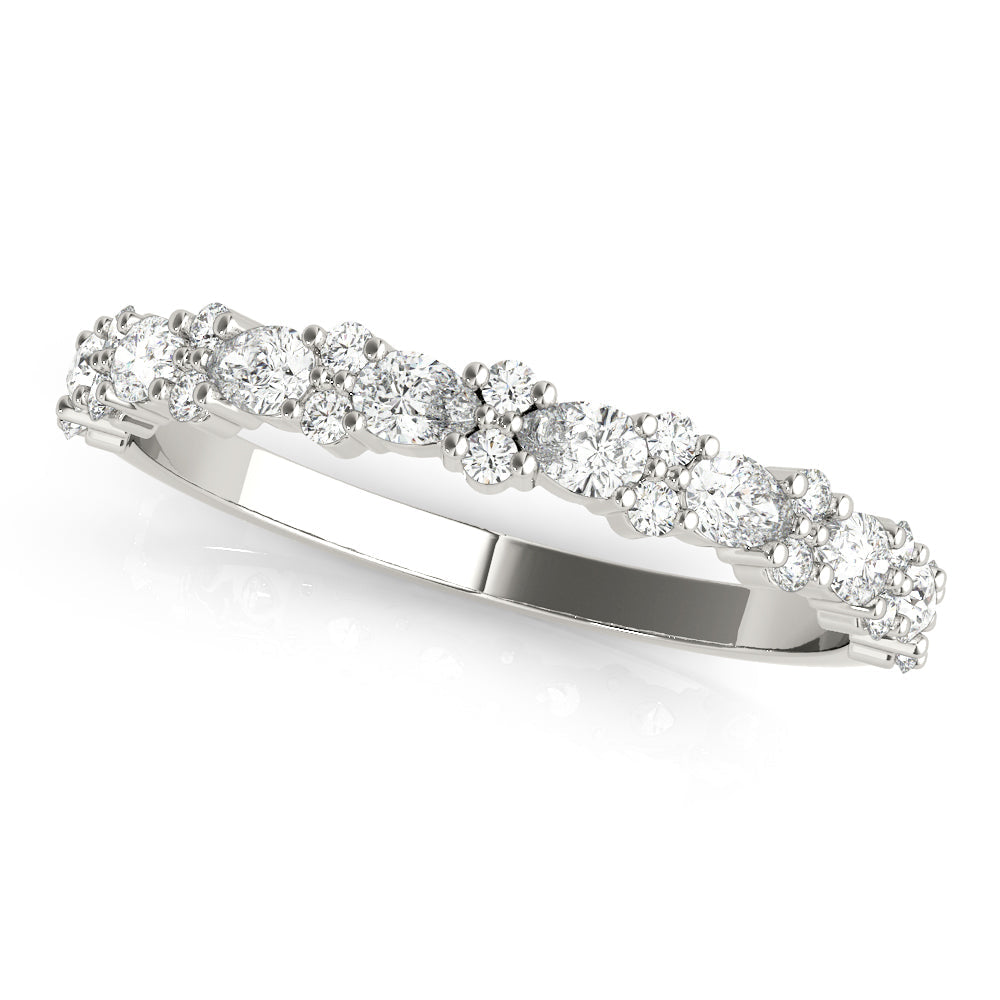 Alternating Pear & Cluster Round Half Eternity Ring in Gold & Platinum
