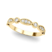 Vintage Inspired Milgrain Half Eternity Ring in 10K/14K gold and platinum with certified lab-grown or natural diamonds