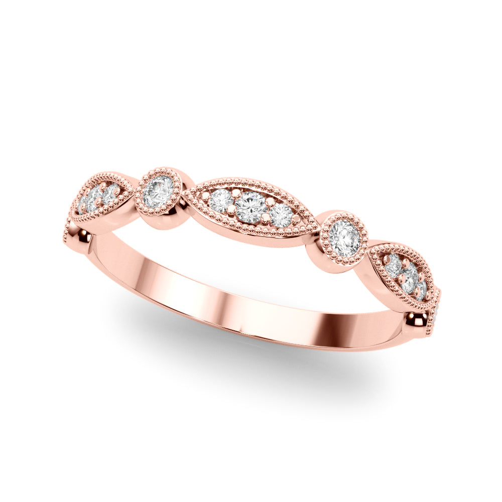 Vintage Inspired Milgrain Half Eternity Ring in Gold & Platinum
