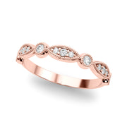 Vintage Inspired Milgrain Half Eternity Ring in Gold & Platinum