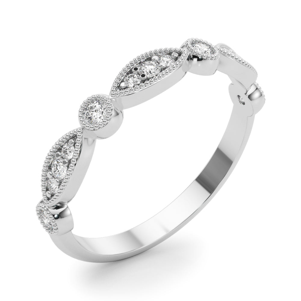 Vintage Inspired Milgrain Half Eternity Ring in Gold & Platinum