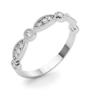 Vintage Inspired Milgrain Half Eternity Ring in Gold & Platinum