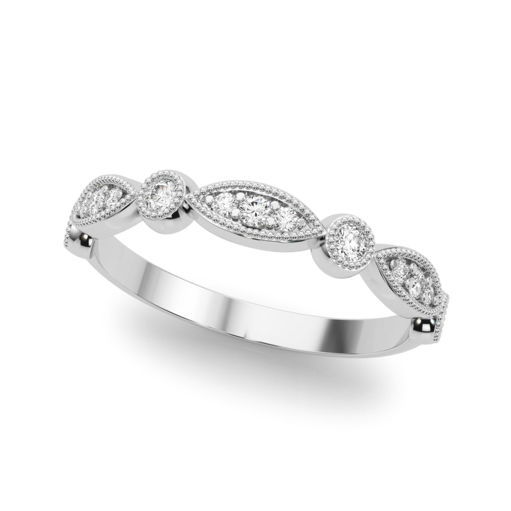 Vintage Inspired Milgrain Half Eternity Ring in Gold & Platinum