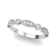 Vintage Inspired Milgrain Half Eternity Ring in Gold & Platinum