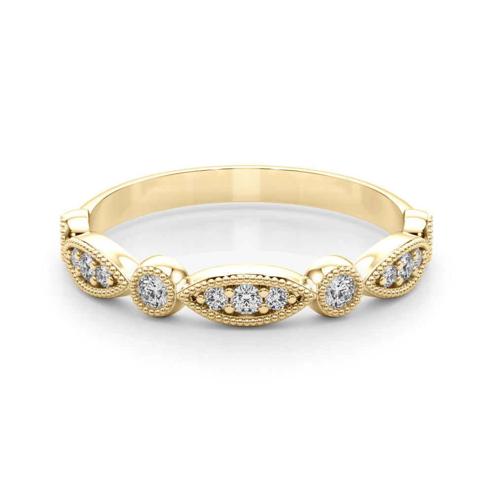 Vintage Inspired Milgrain Half Eternity Ring in Gold & Platinum