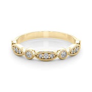 Vintage Inspired Milgrain Half Eternity Ring in Gold & Platinum