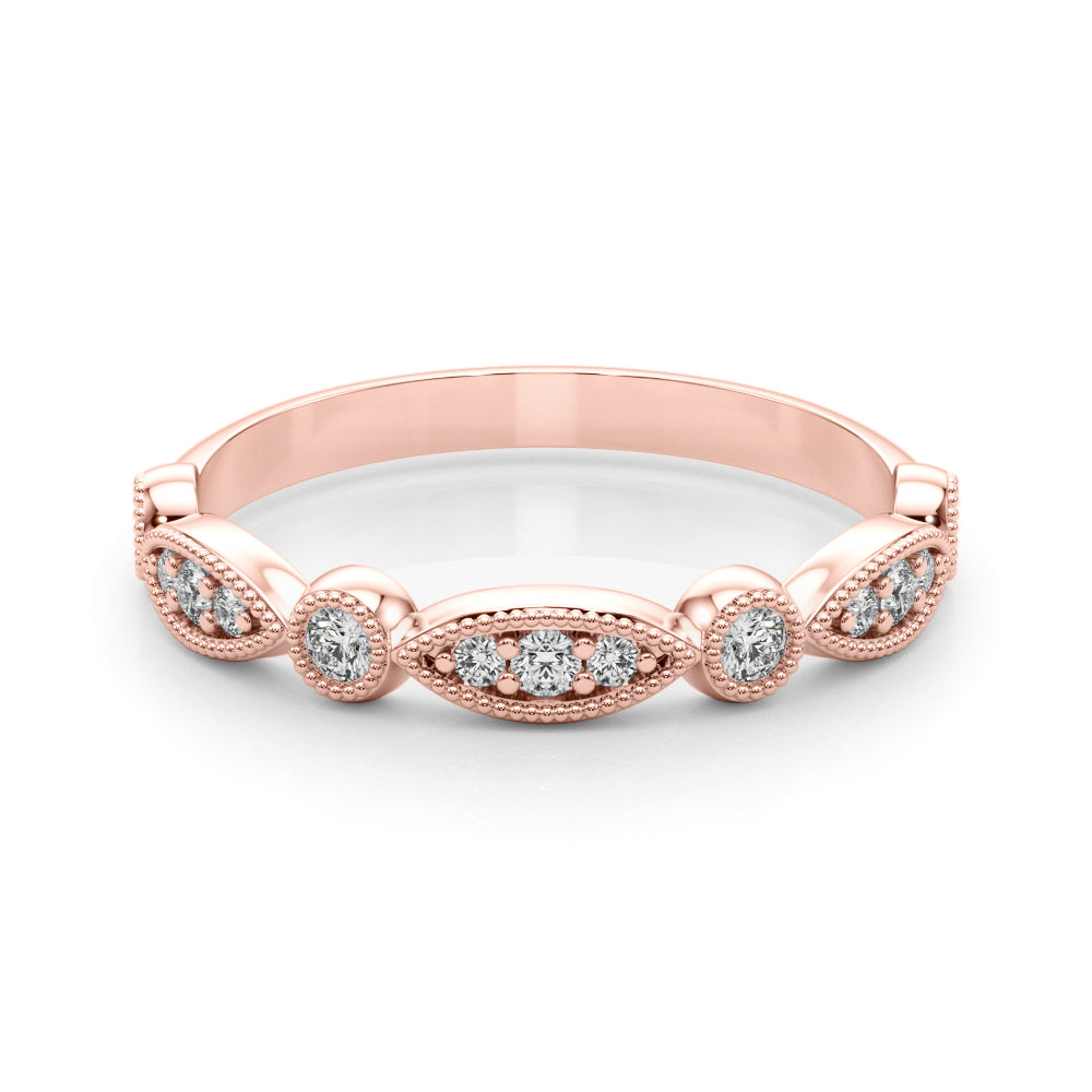 Vintage Inspired Milgrain Half Eternity Ring in Gold & Platinum