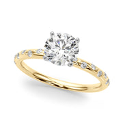 Heirloom Sidestone Round Diamond Engagement Ring in 10K/14K gold and platinum with certified lab-grown or natural diamonds