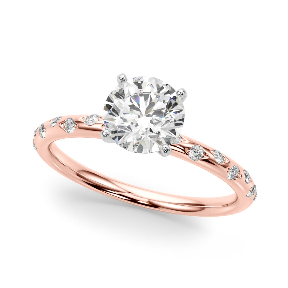 Heirloom Sidestone Round Diamond Engagement Ring in 10K/14K gold and platinum with certified lab-grown or natural diamonds
