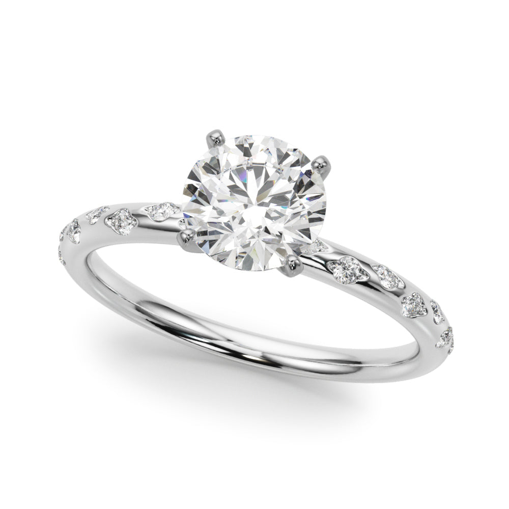Heirloom Sidestone Round Diamond Engagement Ring in 10K/14K gold and platinum with certified lab-grown or natural diamonds