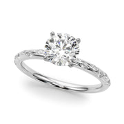 Heirloom Sidestone Round Diamond Engagement Ring in 10K/14K gold and platinum with certified lab-grown or natural diamonds