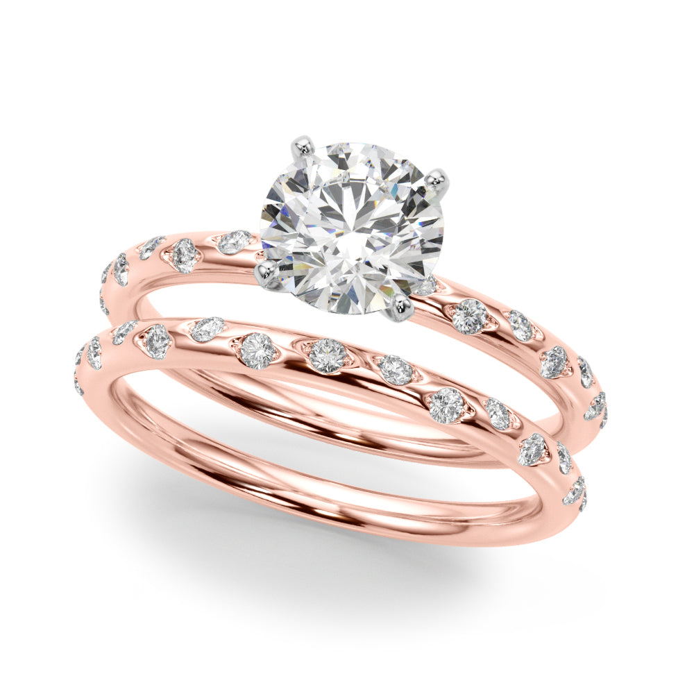 Heirloom Sidestone Round Diamond Engagement Ring in 10K/14K gold and platinum with certified lab-grown or natural diamonds
