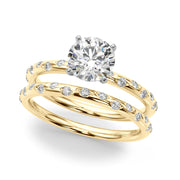 Heirloom Sidestone Round Diamond Engagement Ring in 10K/14K gold and platinum with certified lab-grown or natural diamonds